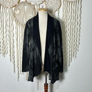 Ronan Chen Black Gray Lagen Look Open Front Cardigan Size 3(M)
